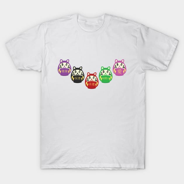 Daruma Cats T-Shirt by NinjaKlee